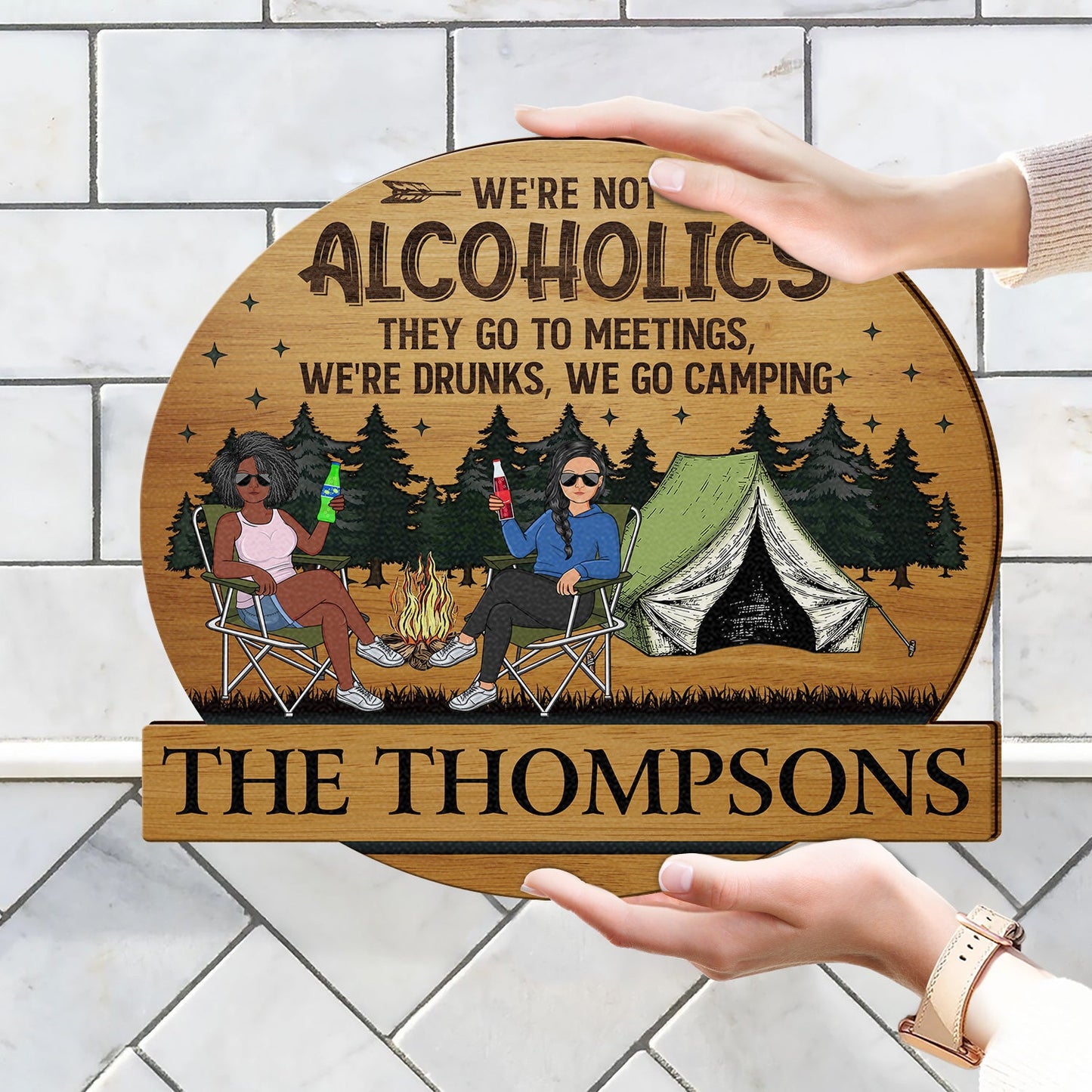 Personalized Wood Sign for Couples: 'Husband & Wife Camping Partners For Life' Keepsake