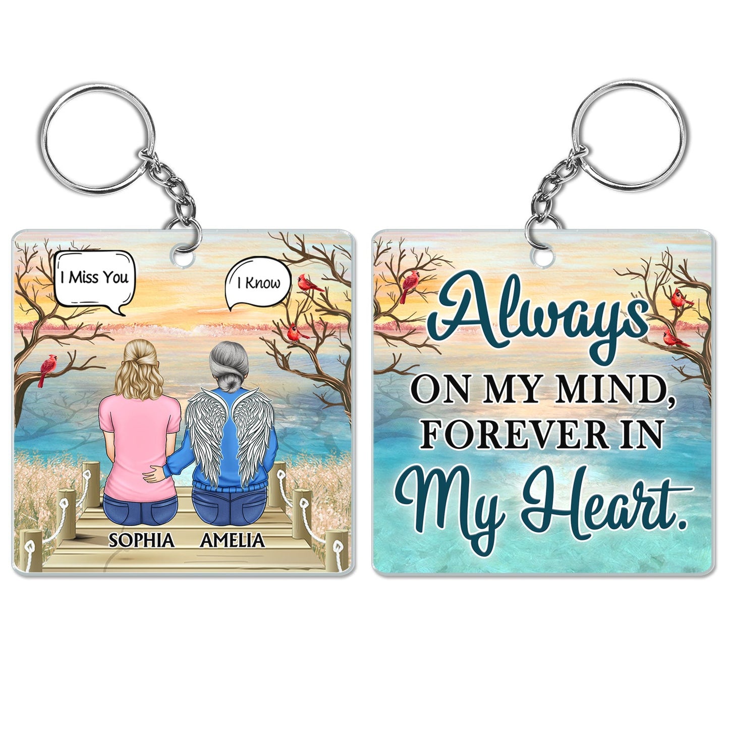 Personalized Memorial For Loved One Keychain: "Always On My Mind, Forever In My Heart"