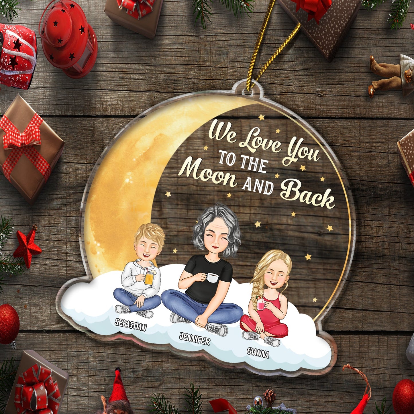 Personalized 'To The Moon & Back' Custom Ornament for Grandma & Mom