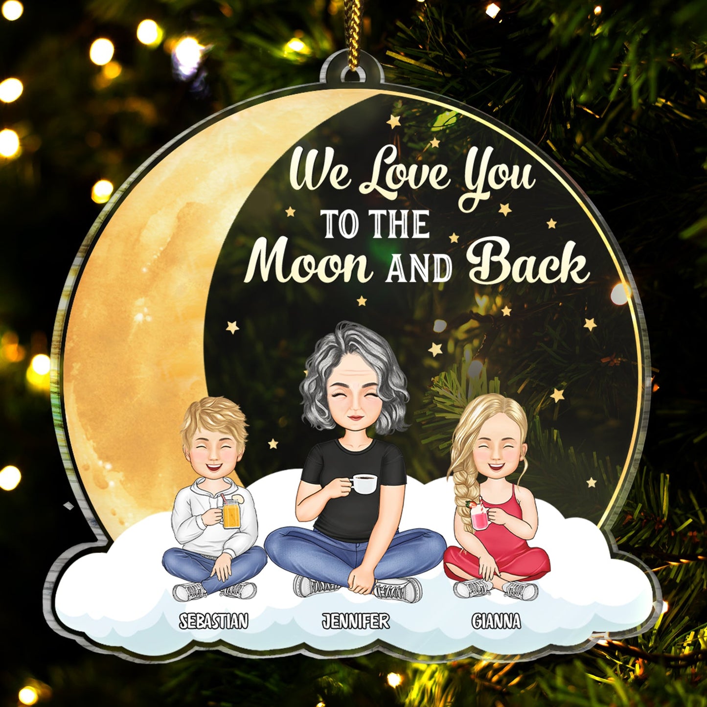 Personalized 'To The Moon & Back' Custom Ornament for Grandma & Mom