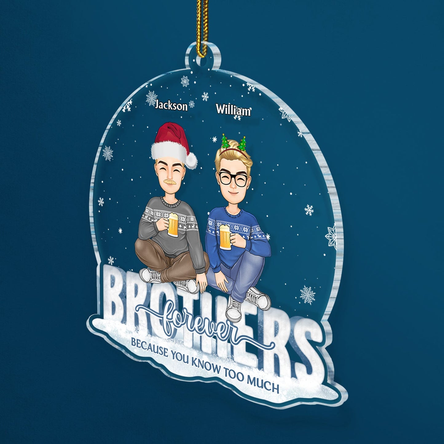 Personalized 'Besties Forever' Acrylic Christmas Ornament for Friends