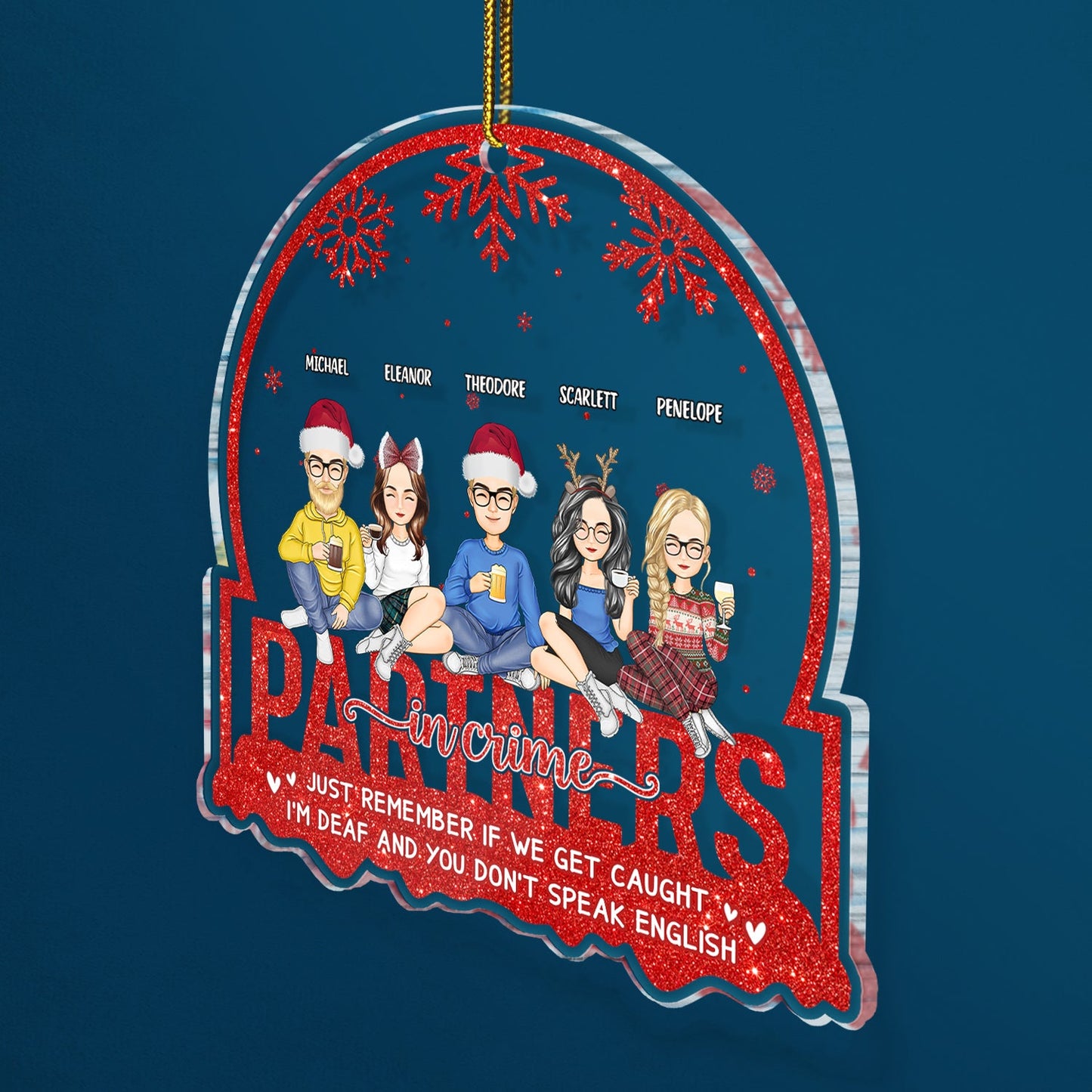Custom Funny Best Friends Christmas Ornament - 'Partners in Crime'