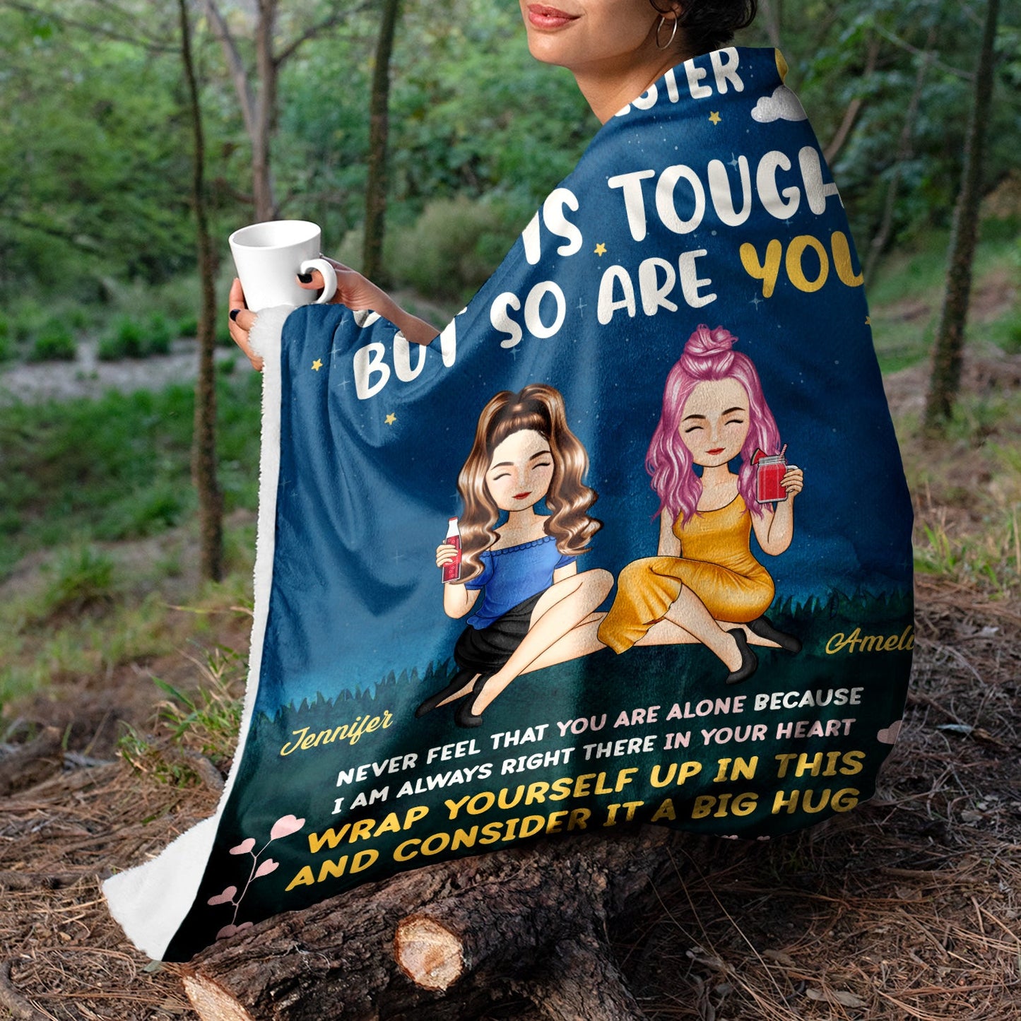 Custom "Life Is Tough" Sister Blanket - Hug Gift for Best Friend