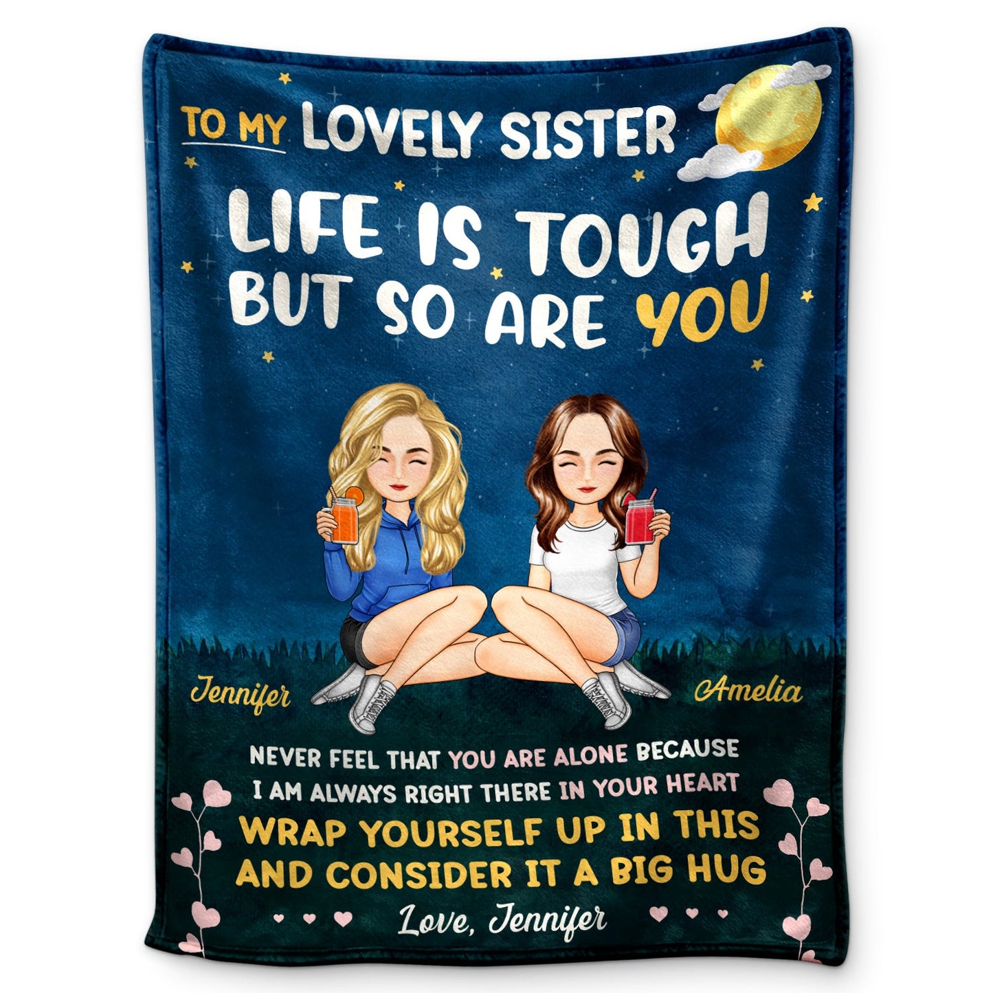 Custom "Life Is Tough" Sister Blanket - Hug Gift for Best Friend