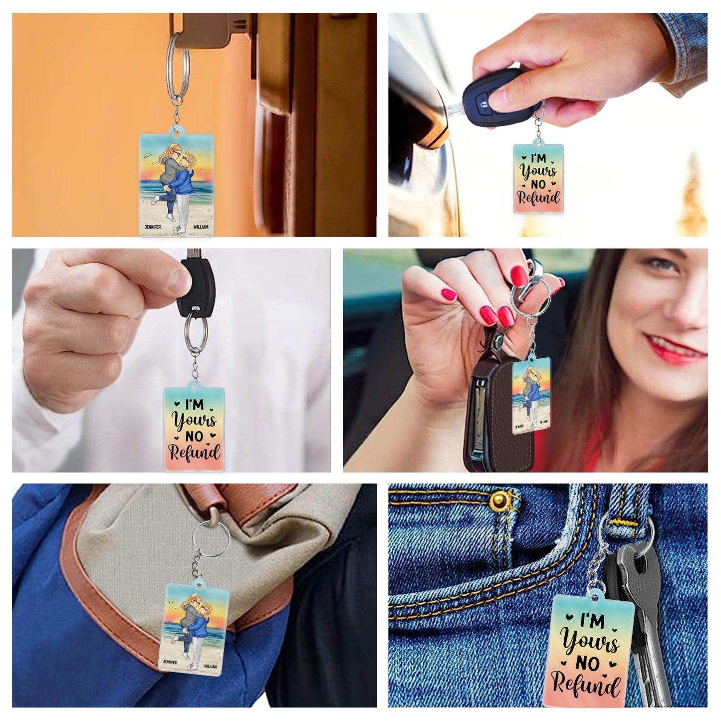 Personalized 'I'm Yours No Refund' Couple Keychain - Romantic Keepsake Gift
