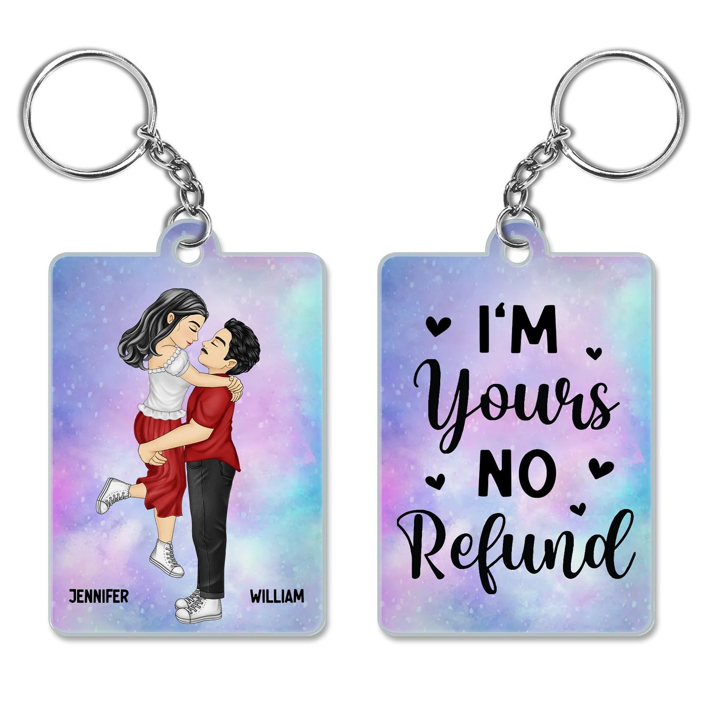 Personalized 'I'm Yours No Refund' Couple Keychain - Romantic Keepsake Gift