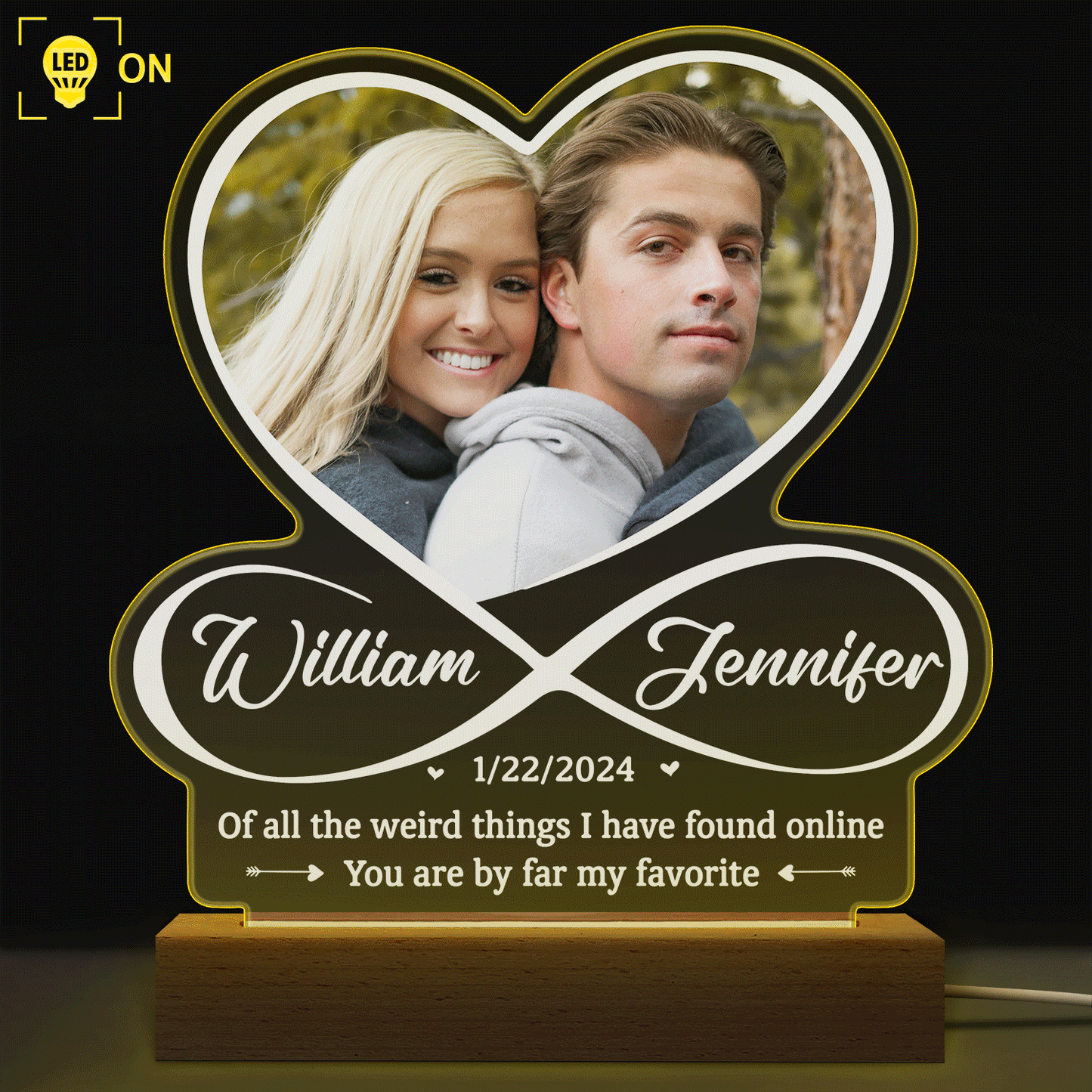Personalized Photo 3D LED Light for Couples - "I Love You Forever" Keepsake Gift