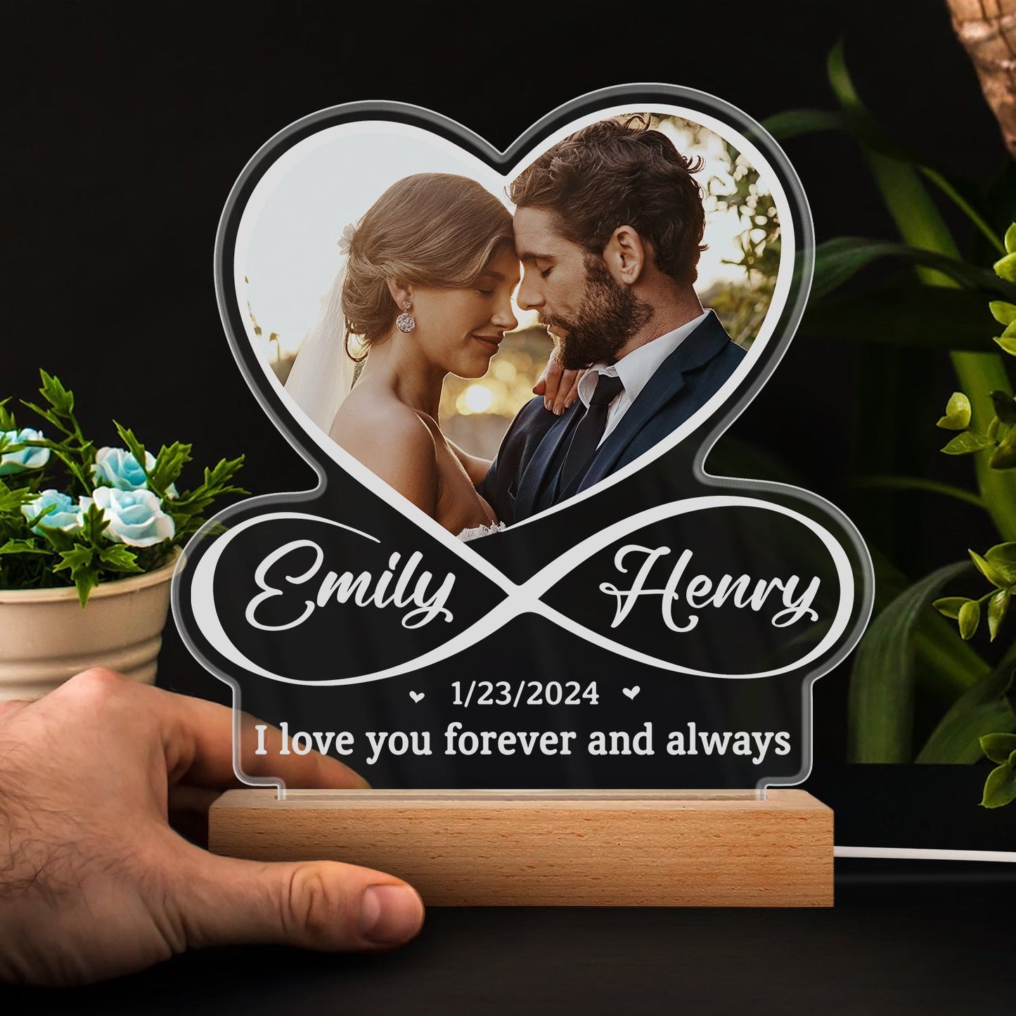 Personalized Photo 3D LED Light for Couples - "I Love You Forever" Keepsake Gift