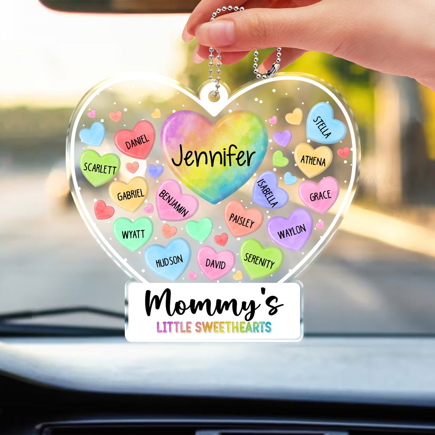 Personalized "Grandma's Little Sweethearts" Car Hanger with Grandkids' Names