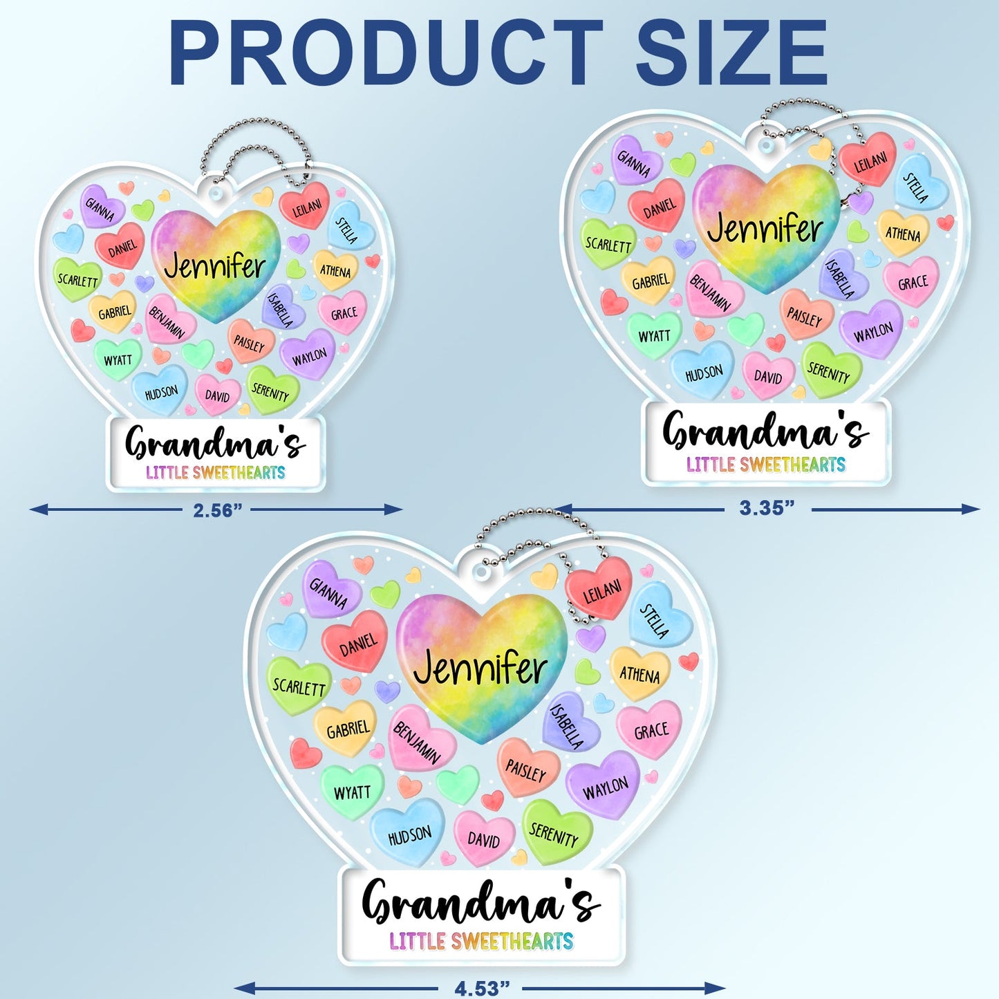 Personalized "Grandma's Little Sweethearts" Car Hanger with Grandkids' Names