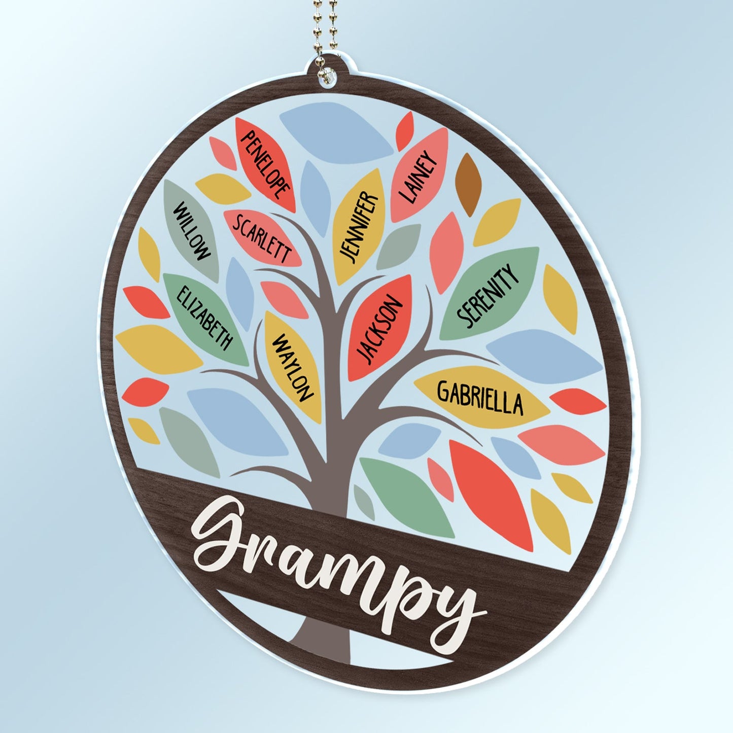 Personalized Family Tree Car Hanger for Grandpa & Dad - Custom Names