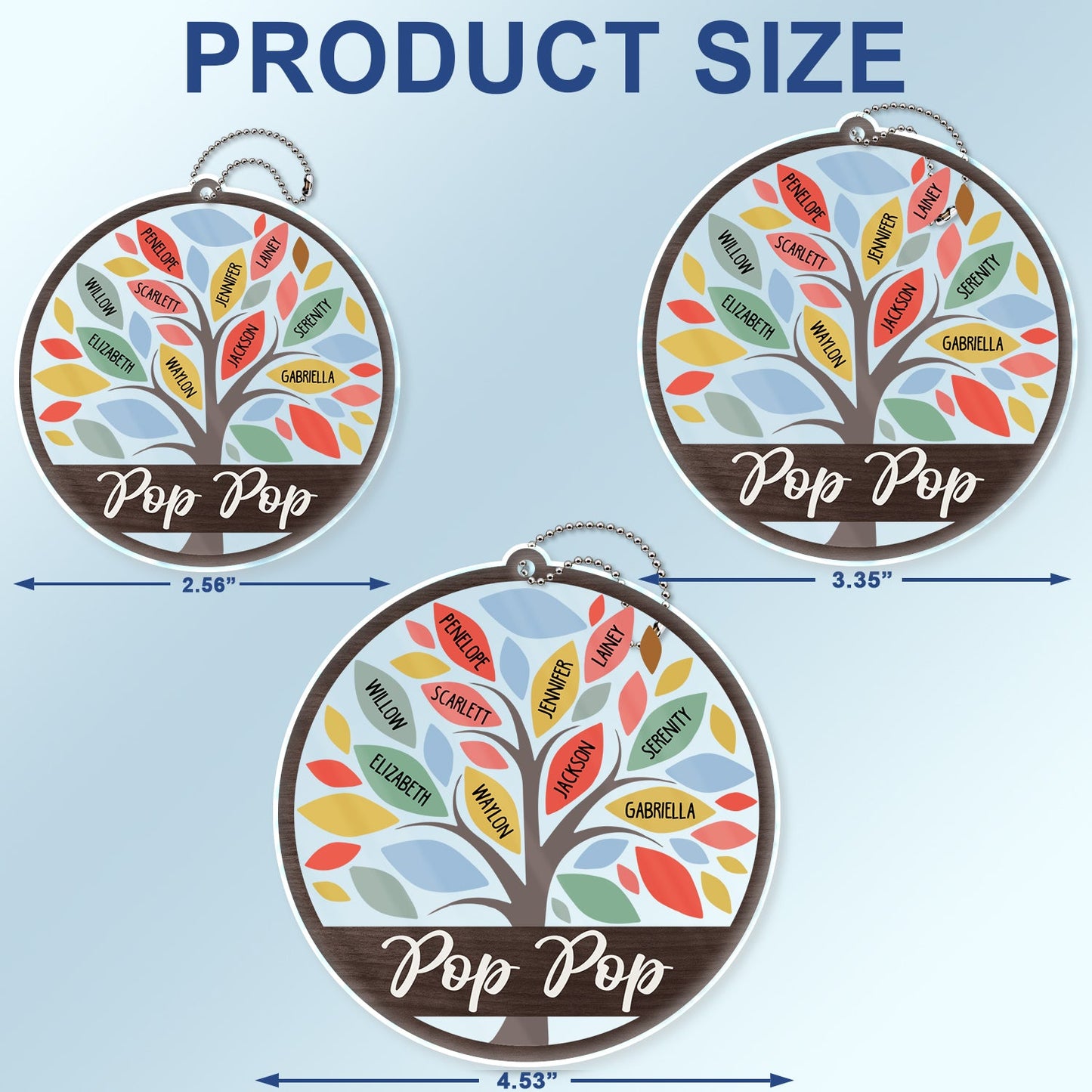 Personalized Family Tree Car Hanger for Grandpa & Dad - Custom Names