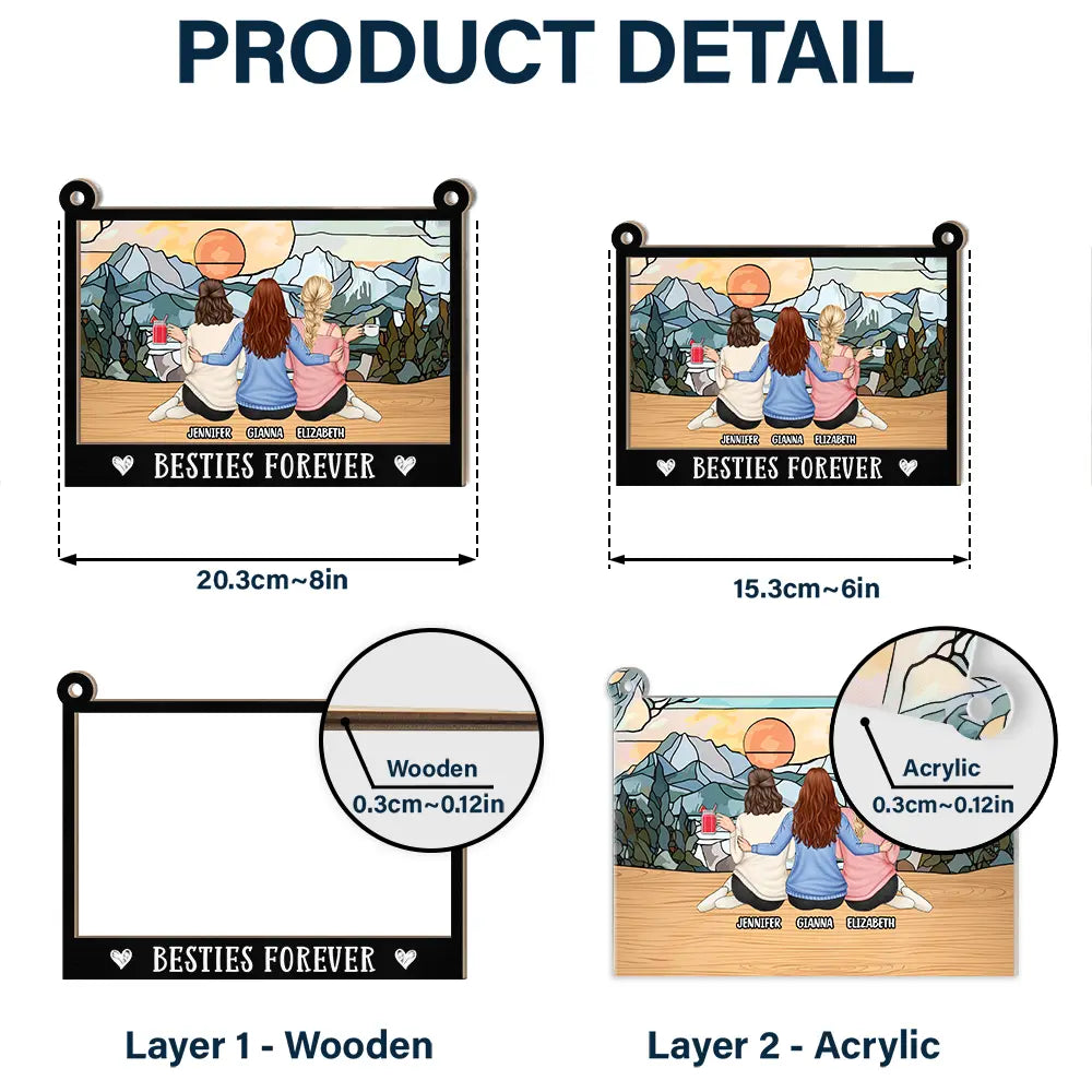 Personalized "Besties Forever" Suncatcher: A Heartfelt Gift for Friends & Sisters