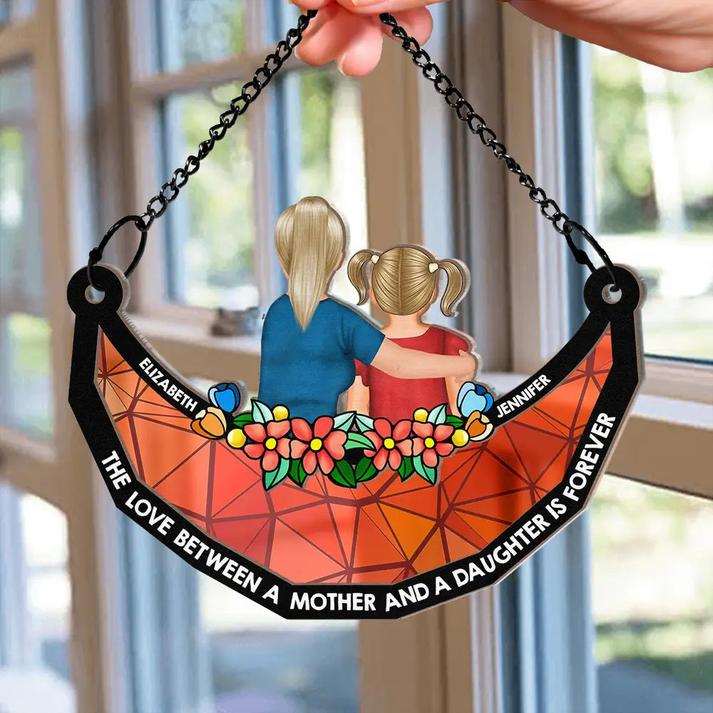 Heartfelt Personalized Mother Daughter Suncatcher Ornament - 'Forever Linked Together'