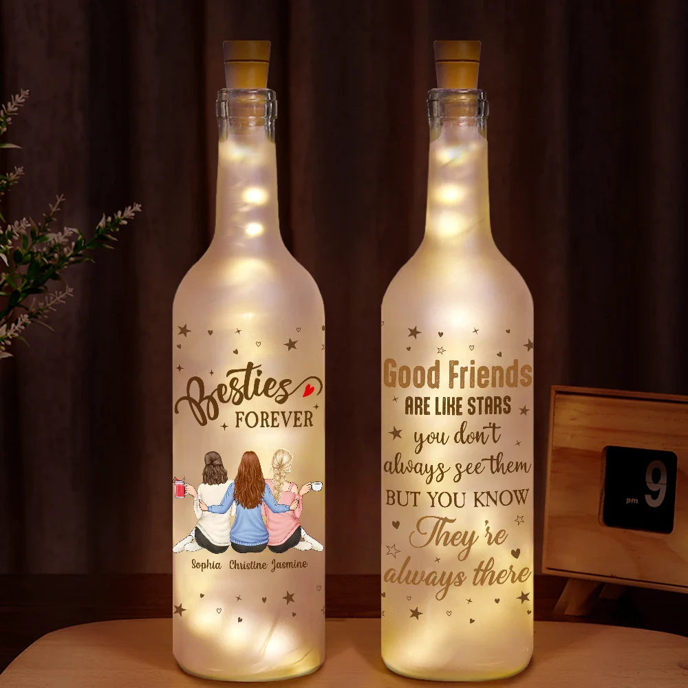 Gift For Bestie - Good Friends Are Like Stars - Personalized Bottle Light
