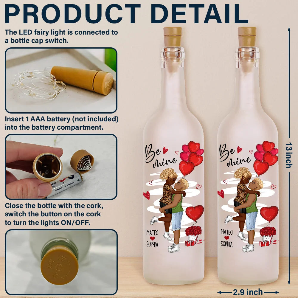 Gift For Couples, Gift For Husband, Gift For Wife, Gift For Boyfriend, Gift For Girlfriend - Couple Be Mine - Personalized Bottle Light