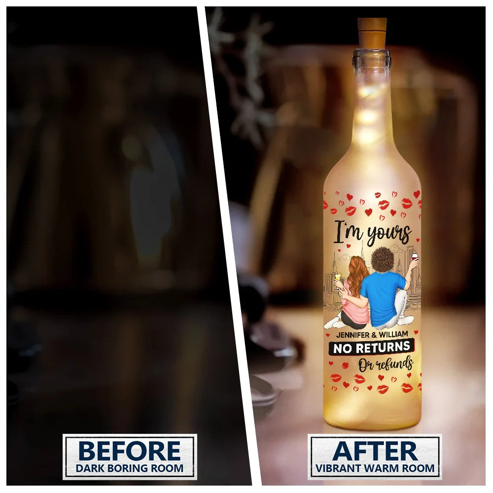 Gift For Couples,Gift For Husband,Gift For Wife,Gift For Boyfriend,Gift For Girlfriend,Happy - Couple I'm Yours No Returns Or Refunds - Personalized Bottle Light