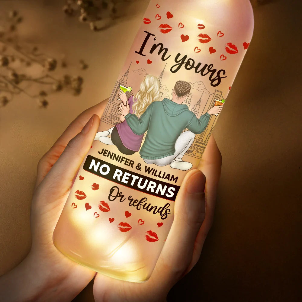 Gift For Couples,Gift For Husband,Gift For Wife,Gift For Boyfriend,Gift For Girlfriend,Happy - Couple I'm Yours No Returns Or Refunds - Personalized Bottle Light