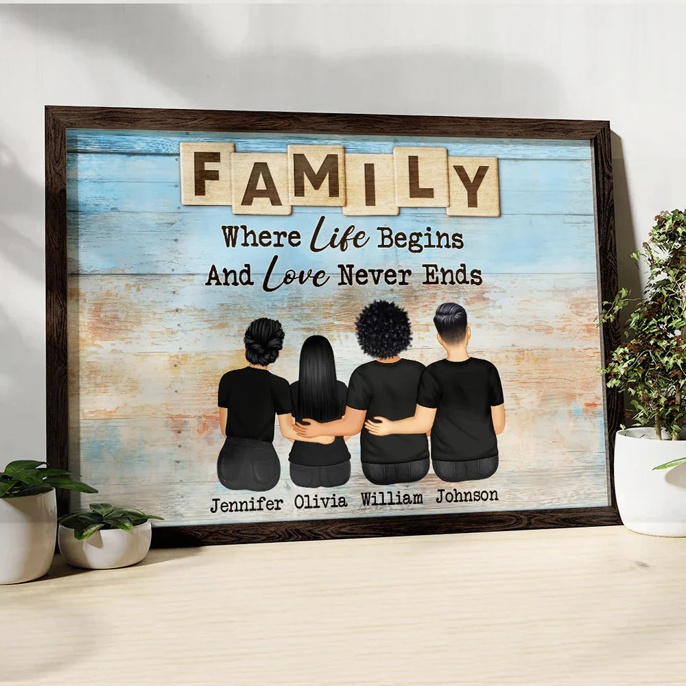 Gift For Mother,Gift For Father,Family,Happy - Family Love Never Ends - Personalized Poster