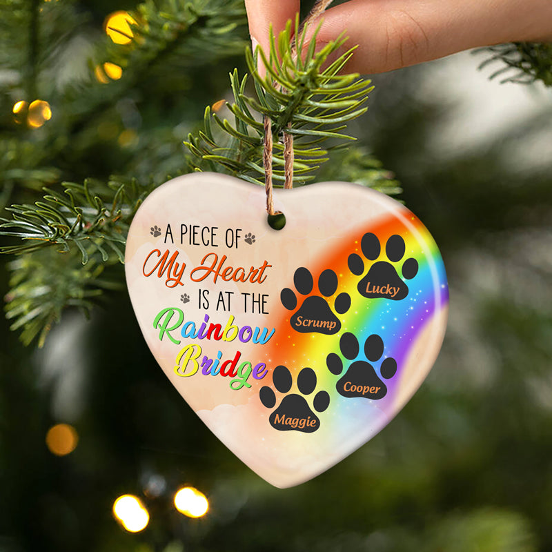 Personalized Pet Memorial For Loved One Ornament: 'A Piece of My Heart is at the Rainbow Bridge'