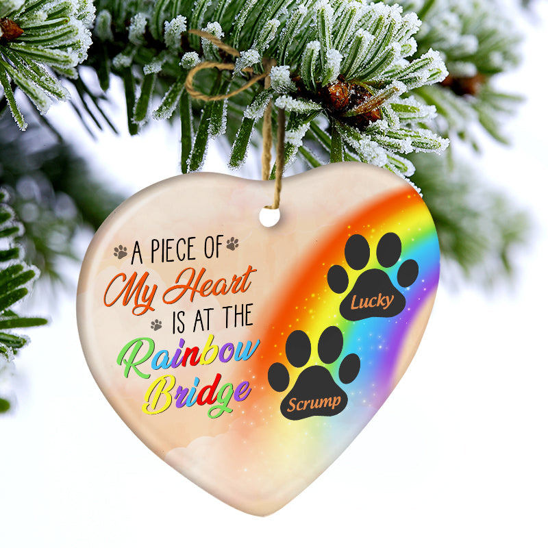 Personalized Pet Memorial For Loved One Ornament: 'A Piece of My Heart is at the Rainbow Bridge'