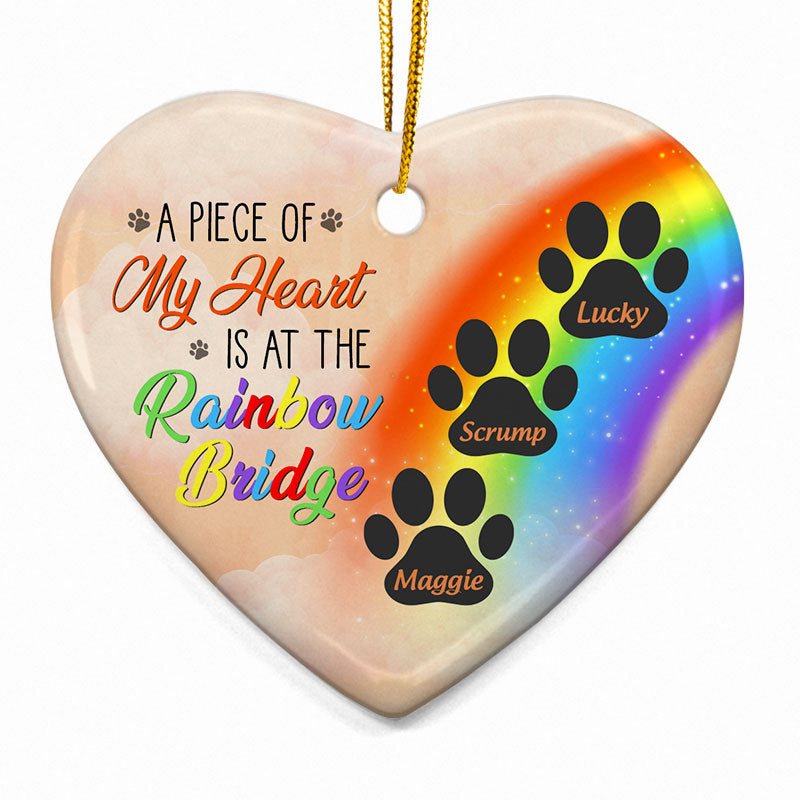 Personalized Pet Memorial For Loved One Ornament: 'A Piece of My Heart is at the Rainbow Bridge'