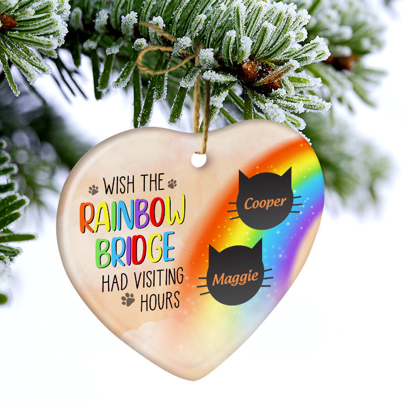 Personalized Cat Memorial For Loved One Ornament: "Rainbow Bridge Had Visiting Hours" Keepsake