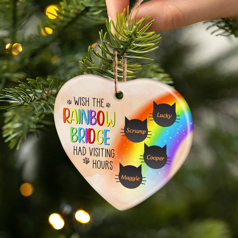Personalized Cat Memorial For Loved One Ornament: "Rainbow Bridge Had Visiting Hours" Keepsake