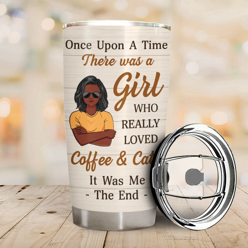 Personalized Tumbler: "Girl Who Loved Coffee & Cats" Custom Gift for Her