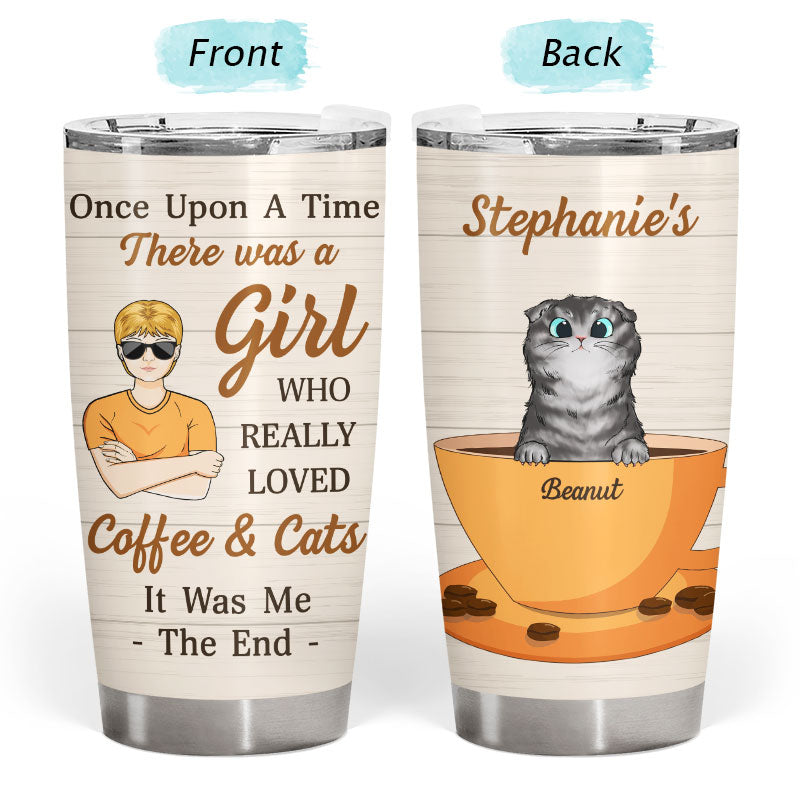 Personalized Tumbler: "Girl Who Loved Coffee & Cats" Custom Gift for Her