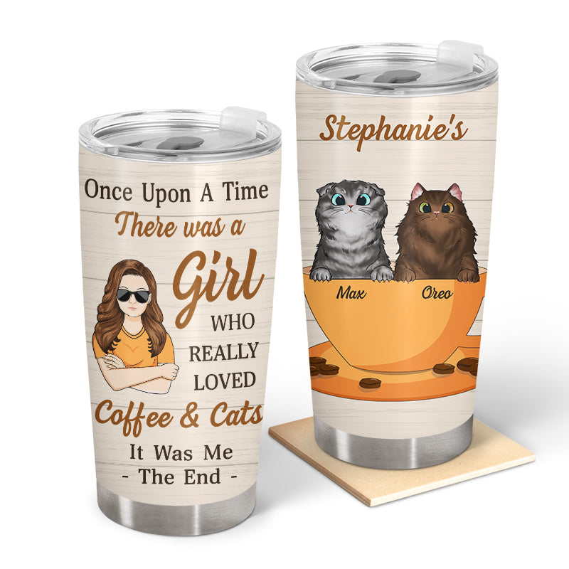 Personalized Tumbler: "Girl Who Loved Coffee & Cats" Custom Gift for Her