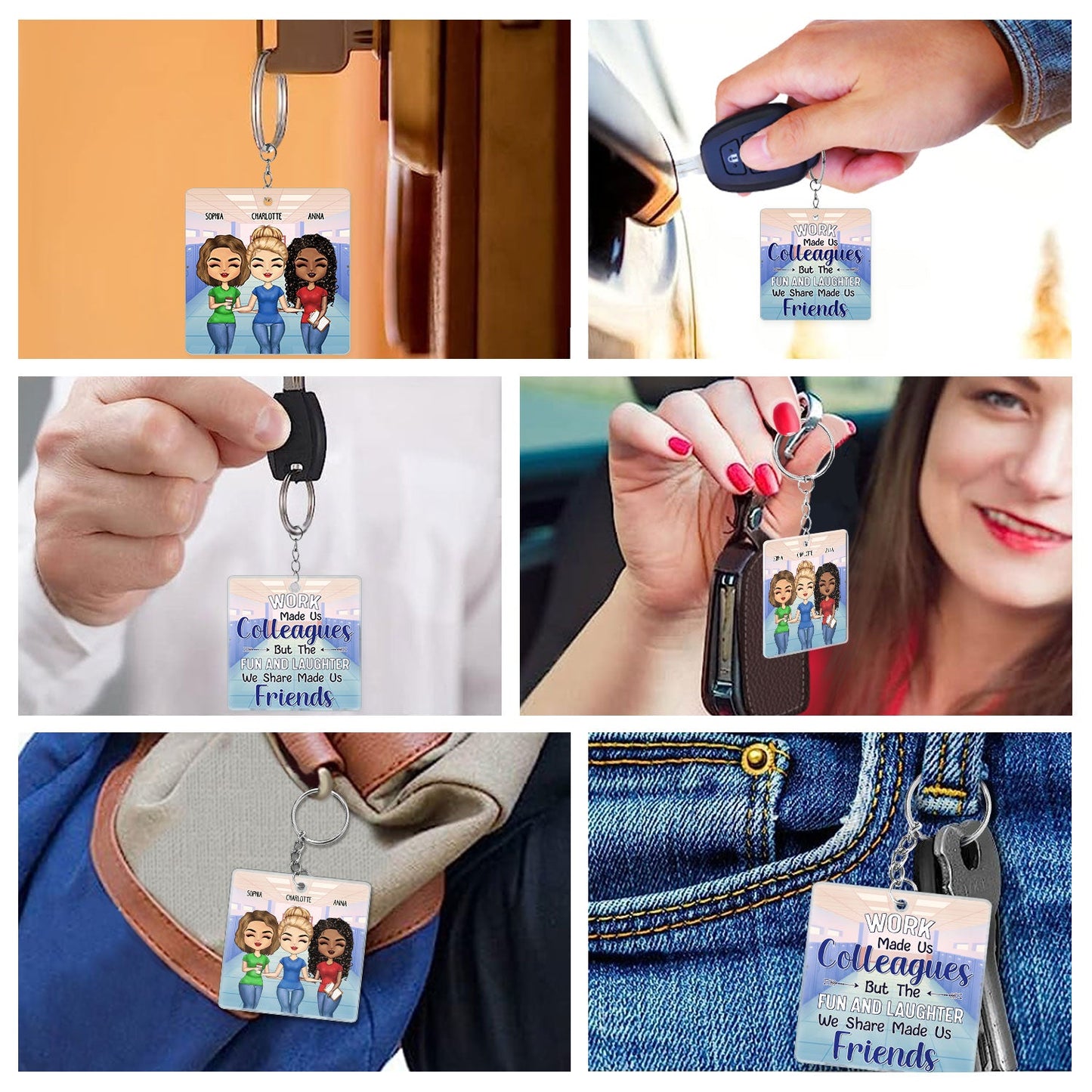Personalized Friends & Colleagues Keychain - Work Made Us Friends Gift