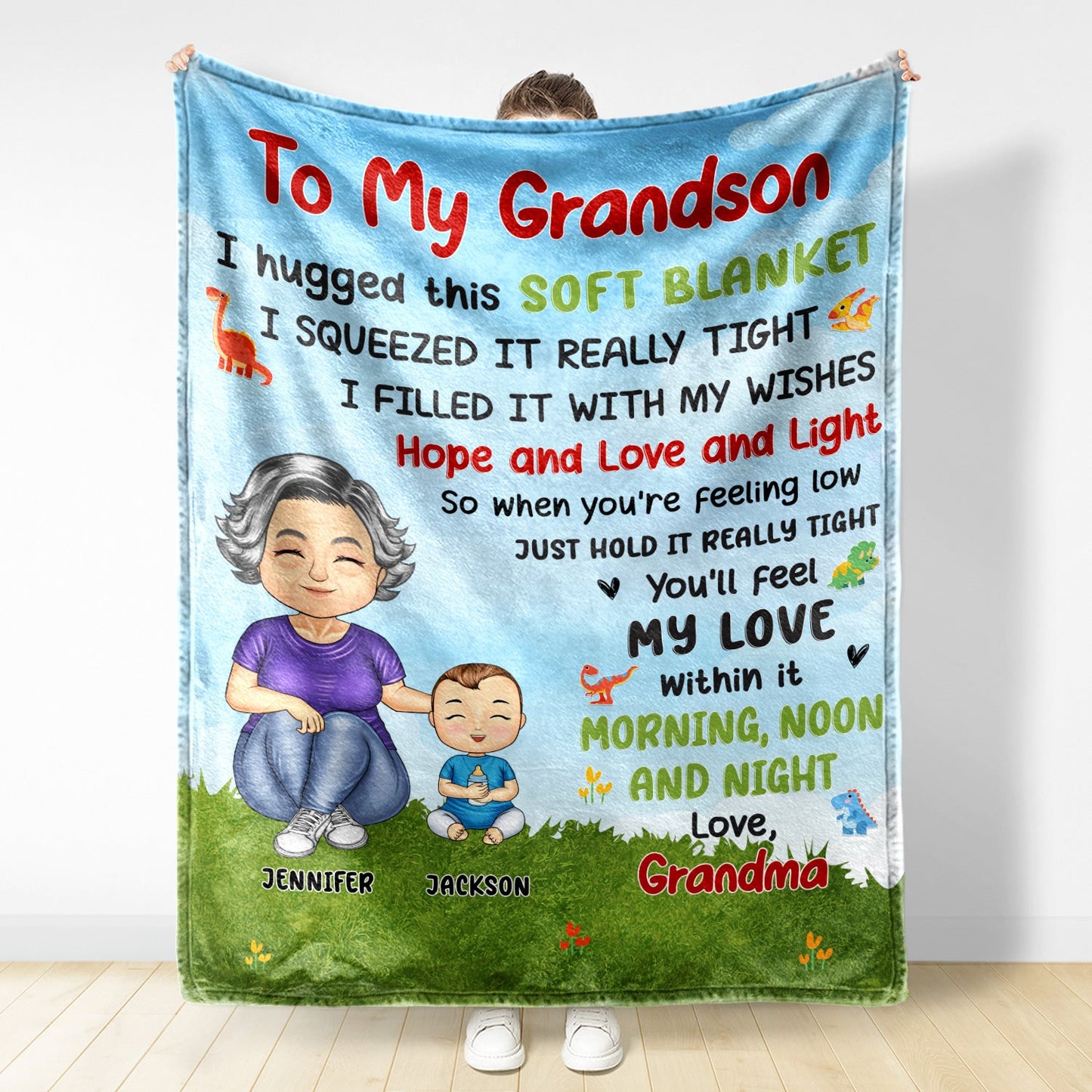 Personalized Granddaughter Grandson Blanket from Grandma: 'Feel My Love Within It'