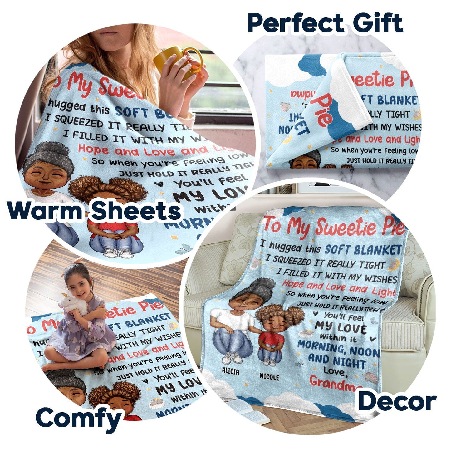 Wrapped in Grandma’s Love - Personalized Fleece Blanket for Grandchildren