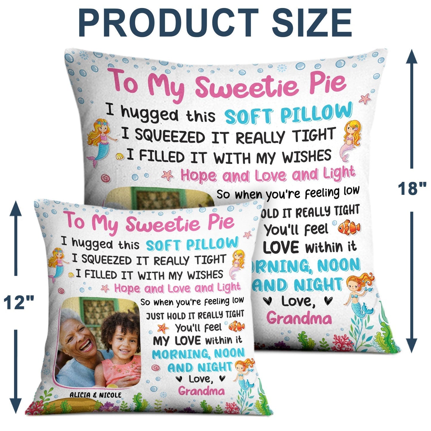 “A Hug from Grandma” - Personalized Photo Pillow