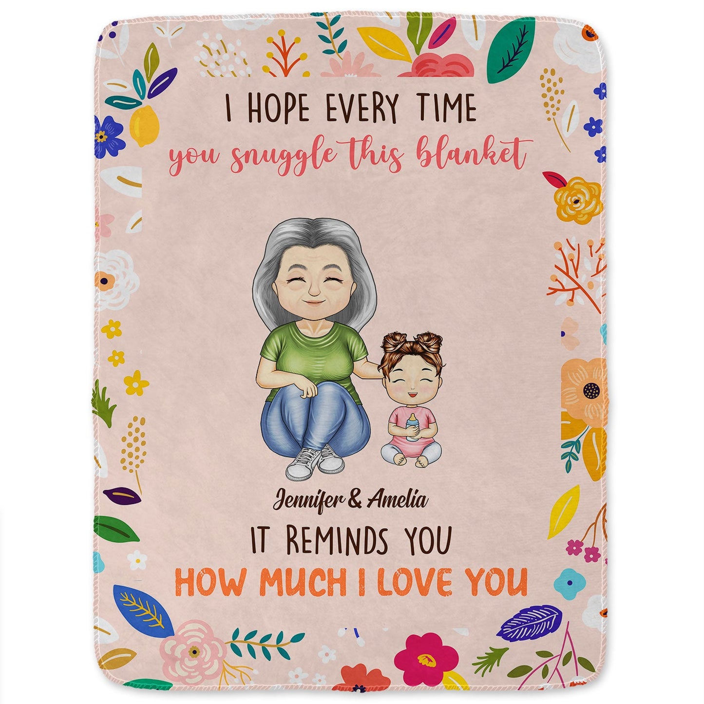 Custom 'Snuggle This Blanket' Love Reminder for Mom & Daughter