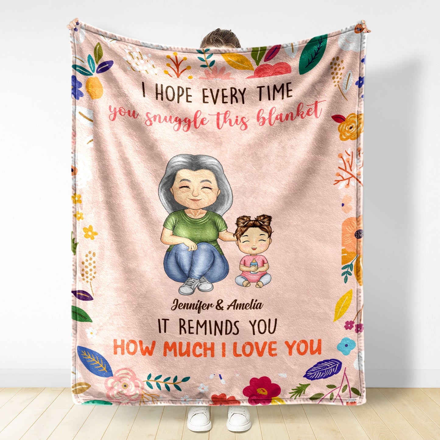 Custom 'Snuggle This Blanket' Love Reminder for Mom & Daughter