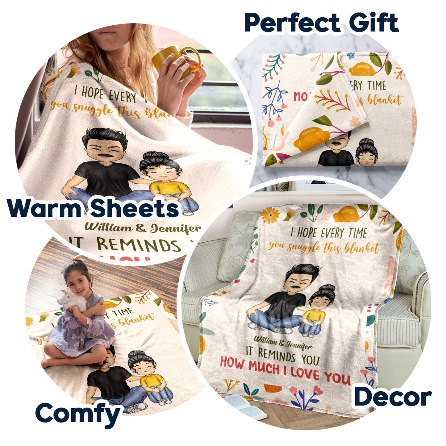 Custom 'Snuggle This Blanket' Love Reminder for Mom & Daughter