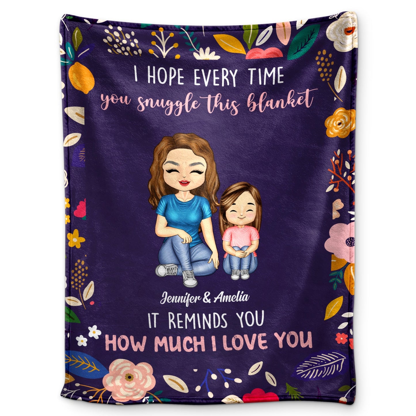 Custom 'Snuggle This Blanket' Love Reminder for Mom & Daughter
