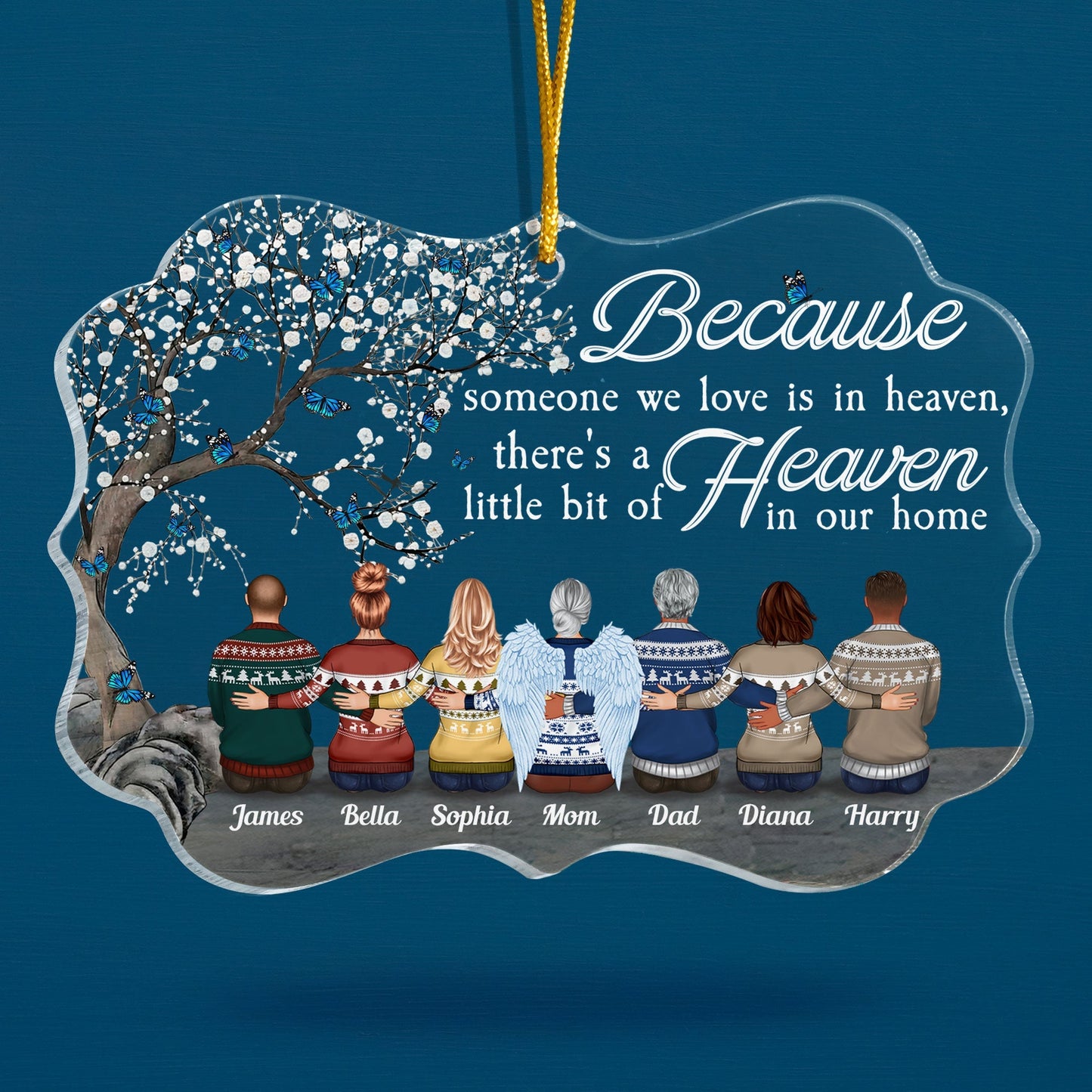 Custom Family Memorial For Loved One Ornament - 'Heaven in Our Home' Christmas Keepsake