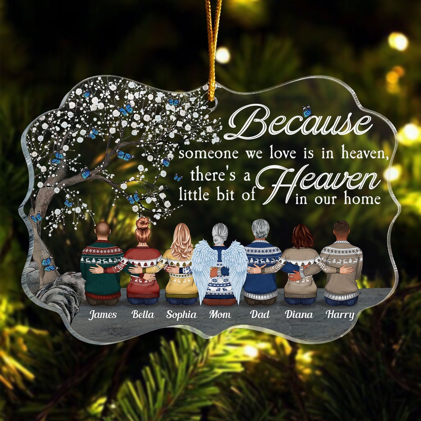 Custom Family Memorial For Loved One Ornament - 'Heaven in Our Home' Christmas Keepsake