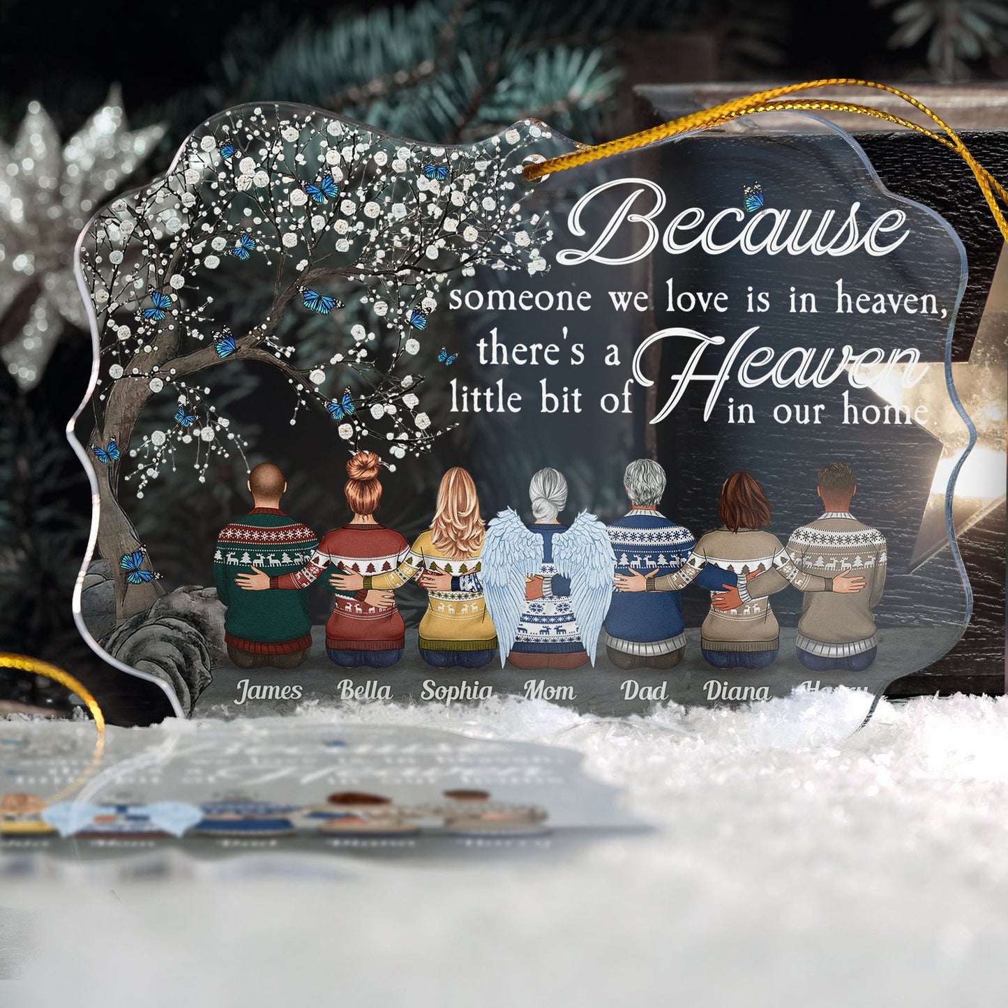Custom Family Memorial For Loved One Ornament - 'Heaven in Our Home' Christmas Keepsake
