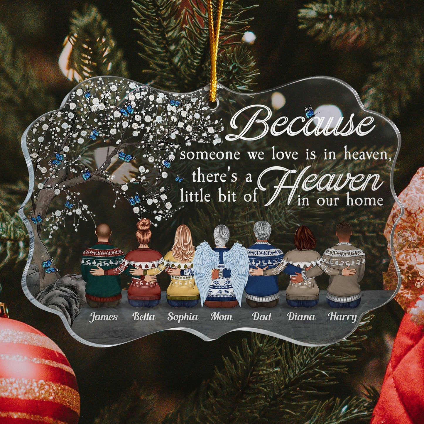 Custom Family Memorial For Loved One Ornament - 'Heaven in Our Home' Christmas Keepsake