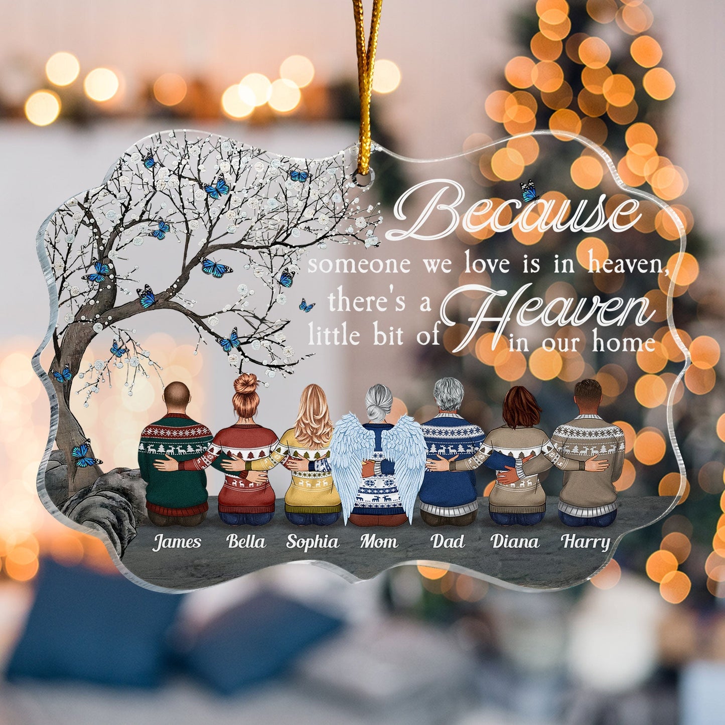 Custom Family Memorial For Loved One Ornament - 'Heaven in Our Home' Christmas Keepsake