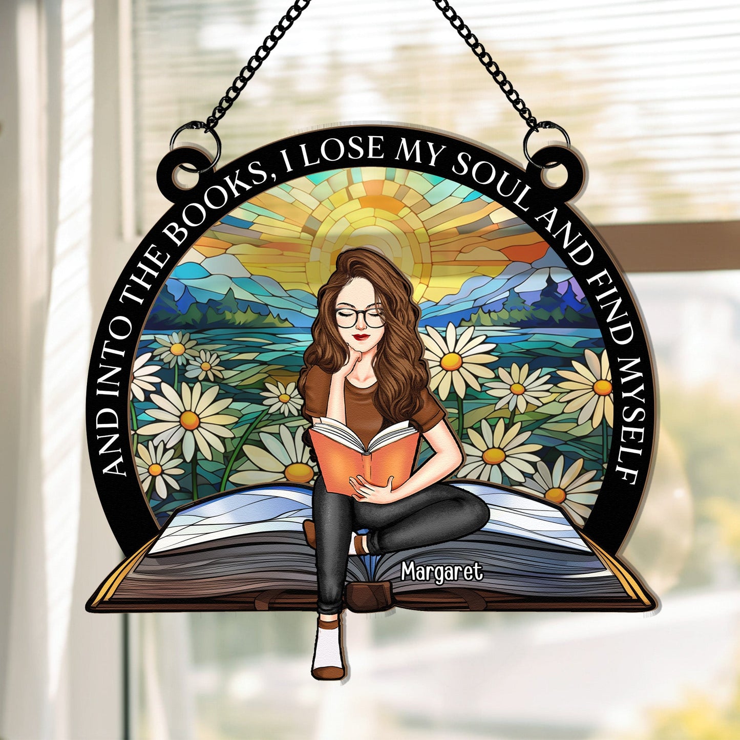 Personalized Keepsake Suncatcher for Book Lovers: "Into The Books..."