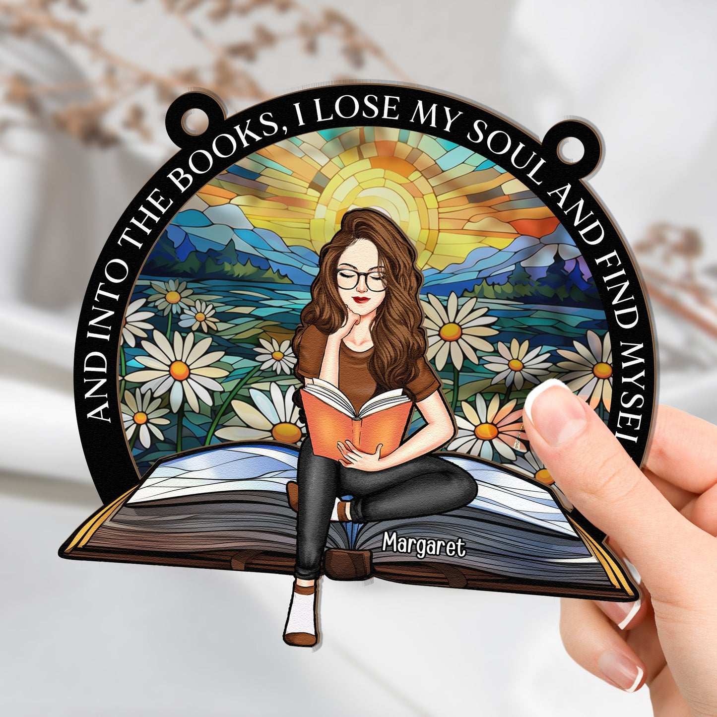 Personalized Keepsake Suncatcher for Book Lovers: "Into The Books..."