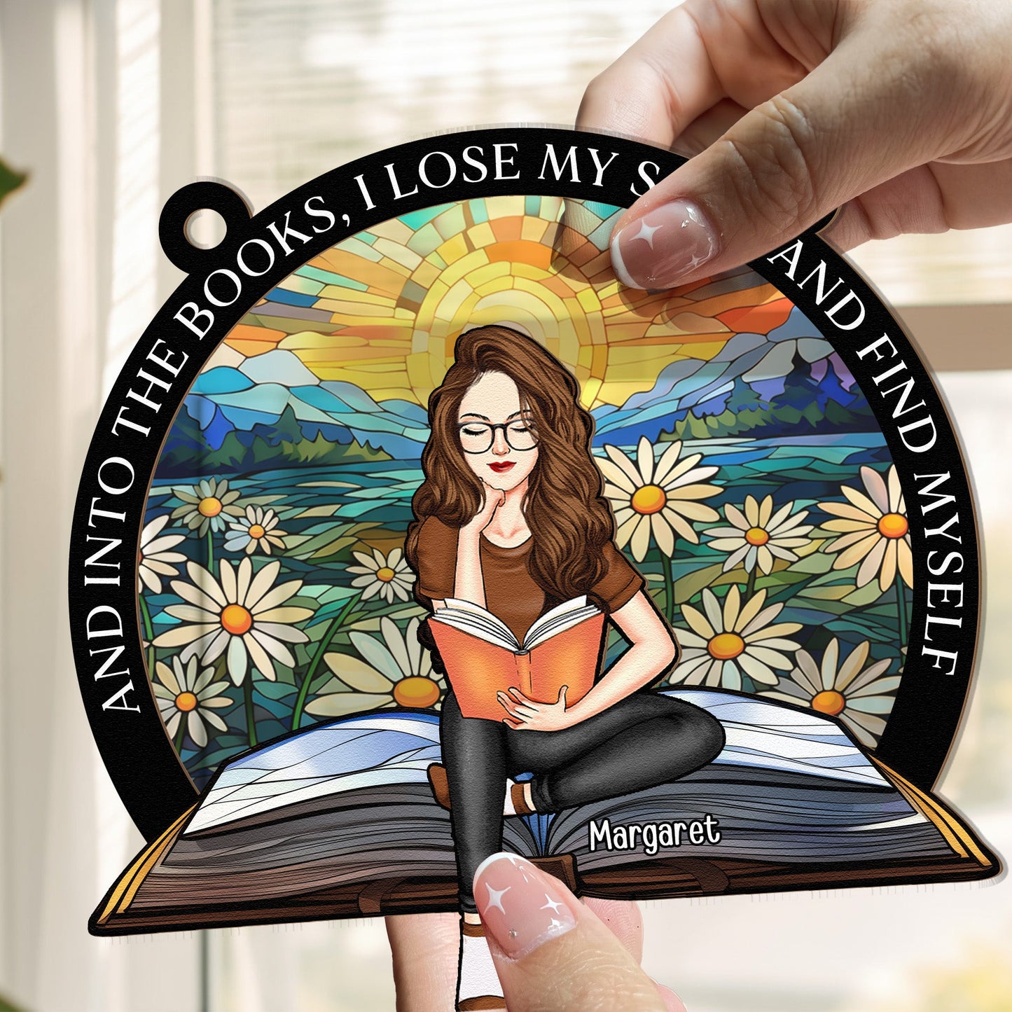 Personalized Keepsake Suncatcher for Book Lovers: "Into The Books..."