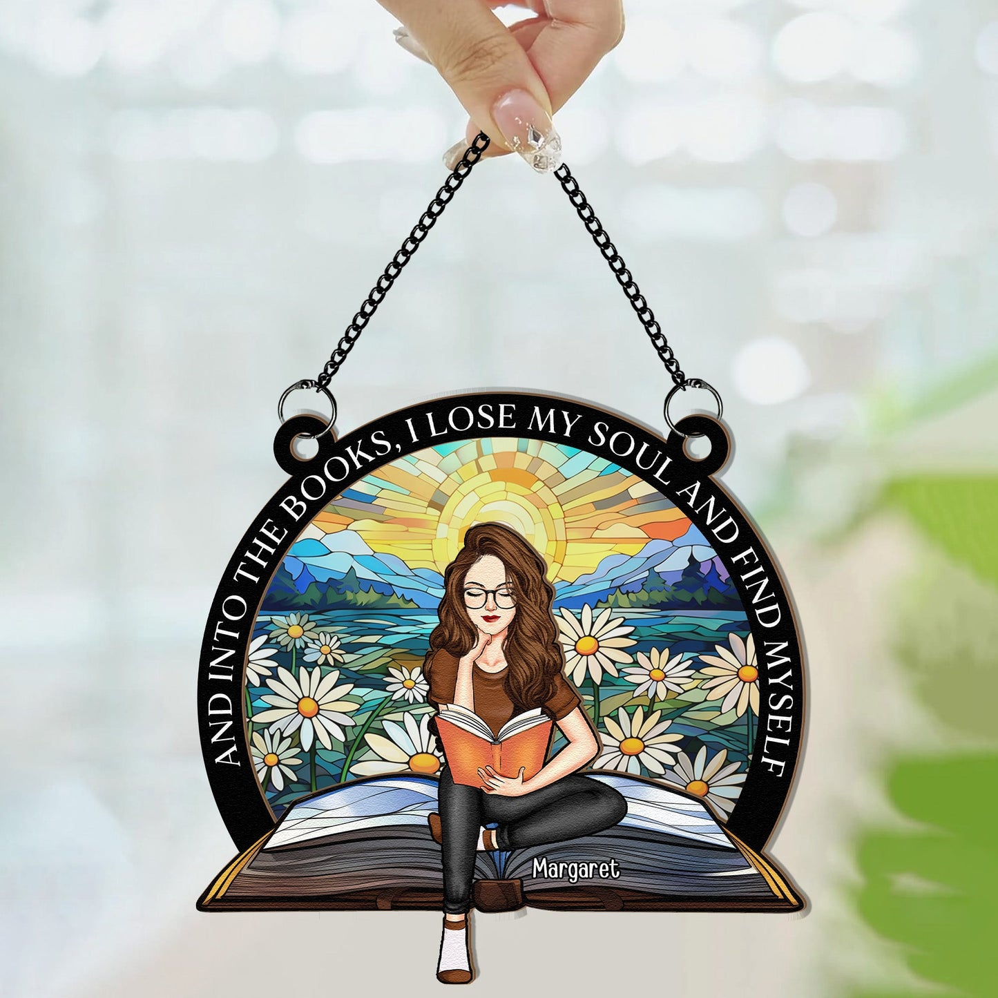 Personalized Keepsake Suncatcher for Book Lovers: "Into The Books..."