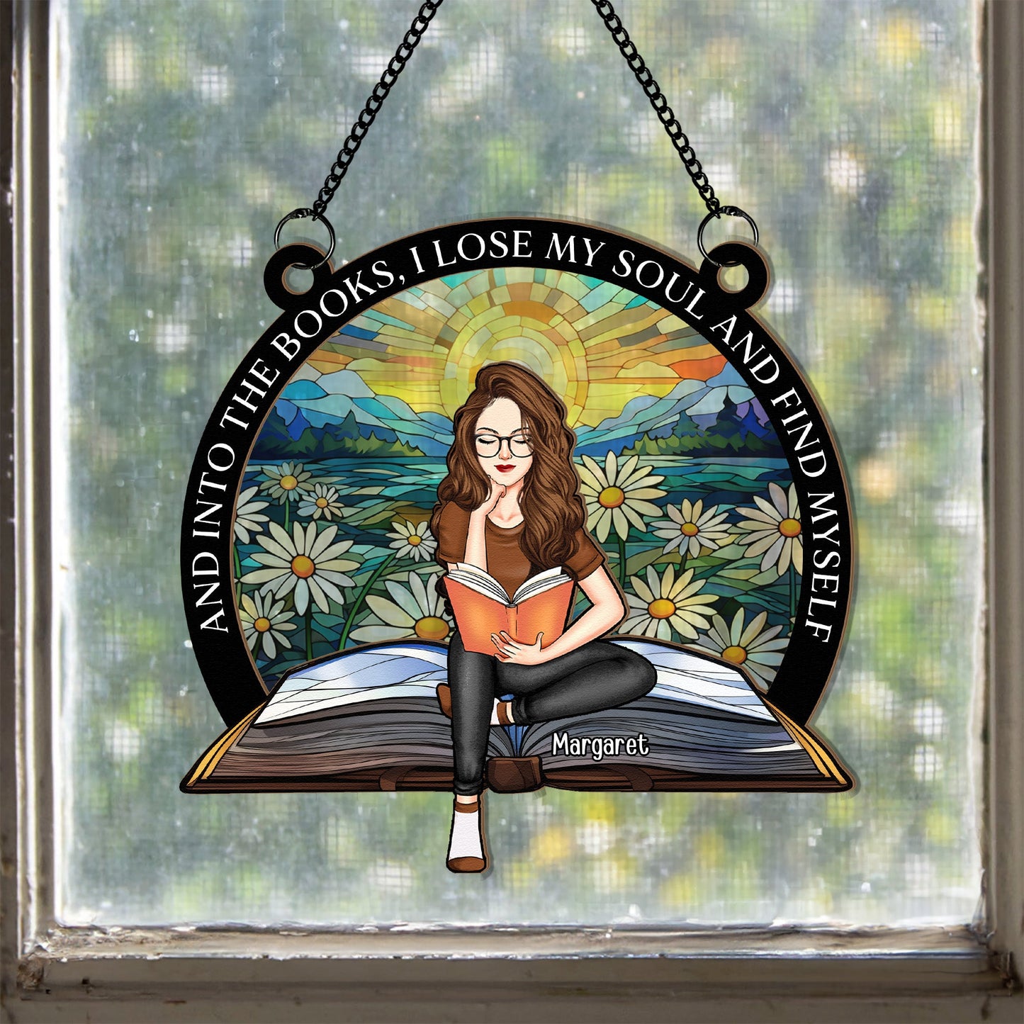 Personalized Keepsake Suncatcher for Book Lovers: "Into The Books..."