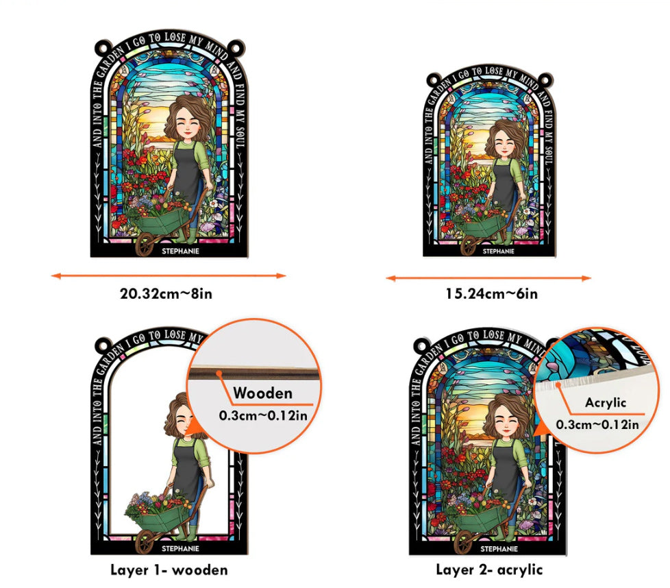 Heartfelt Personalized Garden Suncatcher: 'Into the Garden I Go' Quote